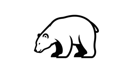 Fototapeta premium Minimalist black and white bear illustration vector graphic design element for various projects