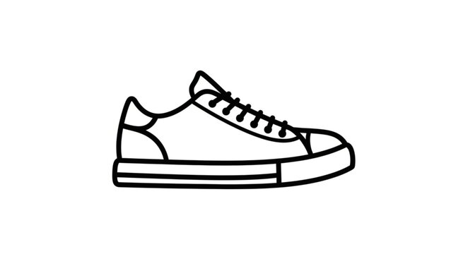 Simple Black Line Drawing Sneaker.