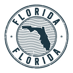 Vintage style circular stamp with the state of florida and its name