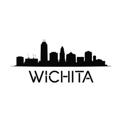 Obraz premium Wichita skyline silhouette with city name in bold lettering below