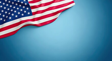 Obraz premium American flag waving on blue background with stars and stripes