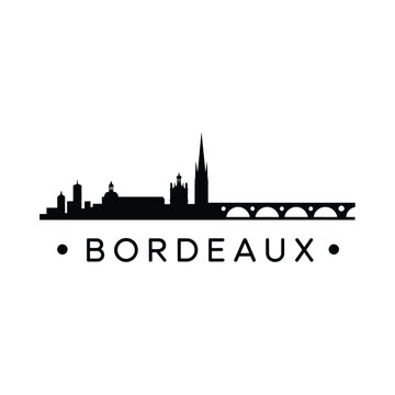 Silhouette of bordeaux skyline with city name below in bold letters