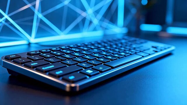 Gaming keyboard with blue lighting