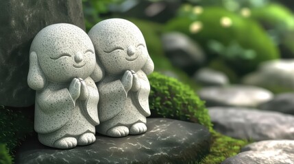 手を合わせている像