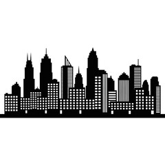 Obraz premium Modern City Skyline Silhouette - Black and White Urban Landscape