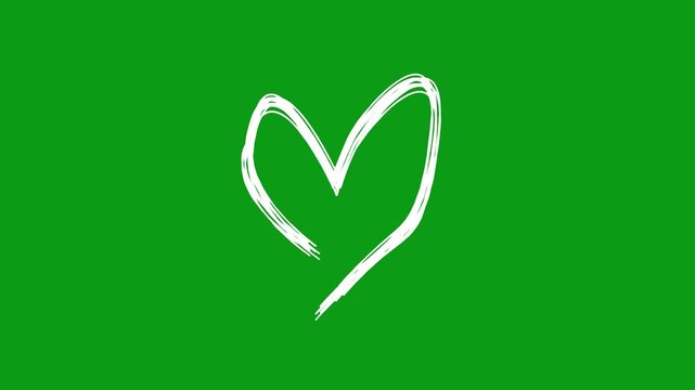 love white line, heart icon animation drawing of love signs hand-drawn animation outline marker brush black heart