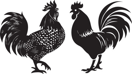 Rooster silhouette logo, flat chicken cock vector for agriculture vintage Rooster isolated on white background © Irfan Vector 