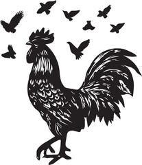 Rooster silhouette logo, flat chicken cock vector for agriculture vintage Rooster isolated on white background © Irfan Vector 