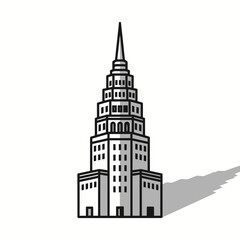 Art Deco Skyscraper Building Icon Vector Illustration - Retro Architecture
