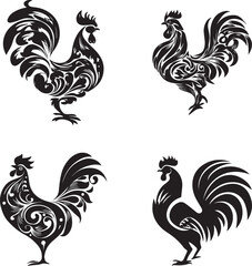 Rooster silhouette logo, flat chicken cock vector for agriculture vintage Rooster isolated on white background © Irfan Vector 
