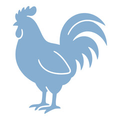 Obraz premium Blue Rooster Outline Vector Icon for App UI with Hollow Center