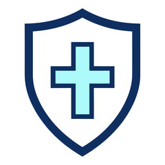 Obraz premium Blue Shield With Medical Cross App Icon for Mobile Interface