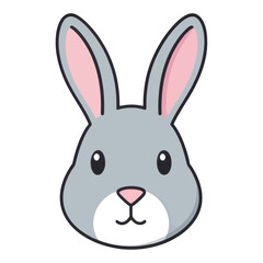 Obraz premium Filled Bunny Face with Pink Inner Ears App Icon for Mobile Interface