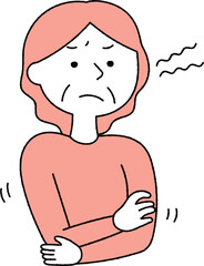 イライラしているシニア女性単色