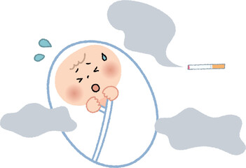 タバコの煙に苦しむ赤ちゃん