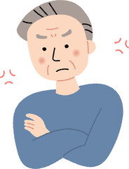 イライラしているシニア男性