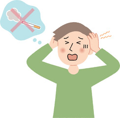 禁煙で苦しむ若い男性