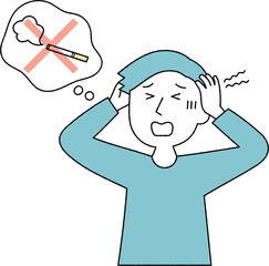 禁煙で苦しむ若い男性単色