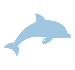 Fototapeta premium Light Blue Dolphin Silhouette Flat Vector Icon for Web Interface