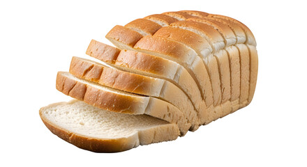 Sliced white bread loaf with golden brown crust isolated on a transparent background sliced bread