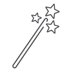 Outline Magic Wand With Three Stars Line Icon for App UI