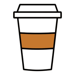 Outline Travel Coffee Cup with Orange Sleeve UI Icon for App UI
