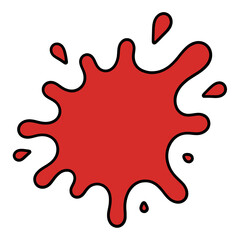 Fototapeta premium Red Paint Splatter with Droplets Flat Vector Icon for Web Interface
