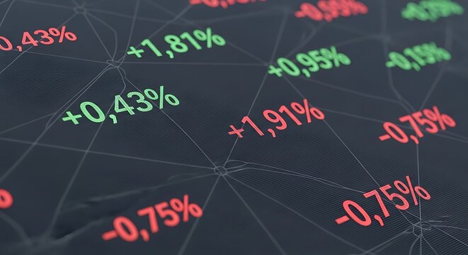 Stock Market Graph Showing Fluctuating Percentages