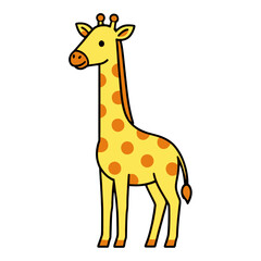 Fototapeta premium Yellow Giraffe with Orange Spots Line Icon for App UI