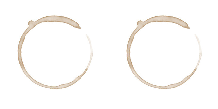 Pair of Coffee stains on transparent background