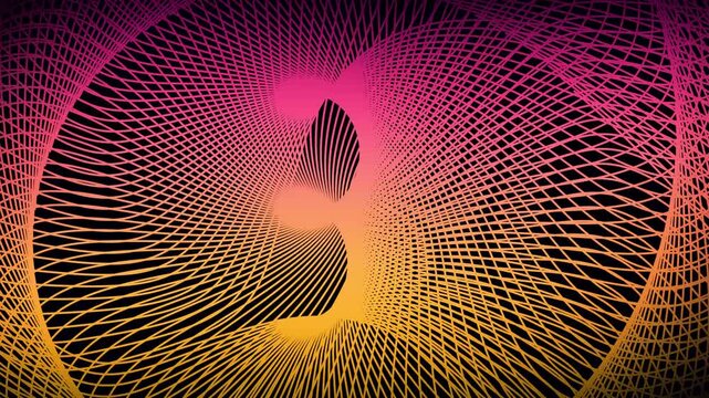 Parallel lines that dynamically warp and flow across the black background. Motion background- Digital dynamic cyber wave animation. Light curve line motion- Many illuminated line dance performances.