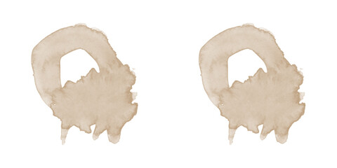 Brown coffee stains isolated on transparent background