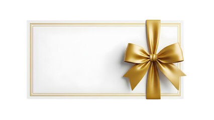 Fototapeta premium Blank White Gift Card with Golden Ribbon Bow and Frame, Generative Ai