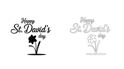 Obraz premium St. David's day vector illustrations with daffodils and greetings