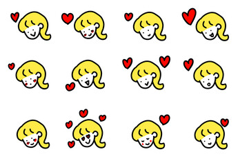 女性の顔セット　好き　大好き　ちょっと好きかも