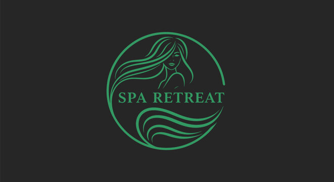 Elegant Spa Retreat Logo Design with Woman Silhouette.