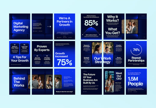 Blue Fractal Digital Marketing Agency Social Media Carousel