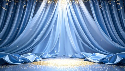 輝く星屑と落ち着いた青い幕が織りなすラグジュアリーな夜の舞台空間