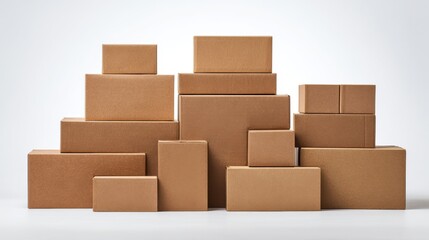 Obraz premium Abstract Composition of Stacked Empty Cardboard Boxes