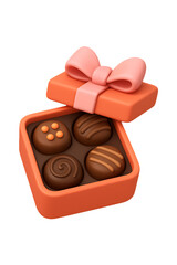 3d Delicious chocolate candies in gift box, 3D Delicious Chocolate Candies in Gift Box, Assorted Chocolate Gift Box 3D, Sweet Candy Box Render, High quality Realistic image
