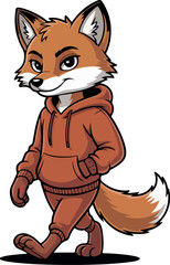 Obraz premium Confident Fox Character Striding Purposefully Dressed in an Orange Tracksuit