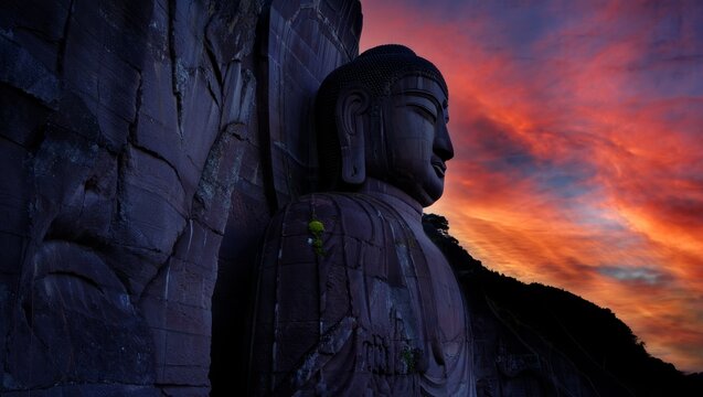 Giant Buddha Statue at Sunset