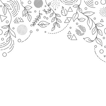 Geometric Patterns and Leaves Border Design.