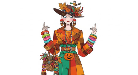 Vibrant Woman in Floral Hat.