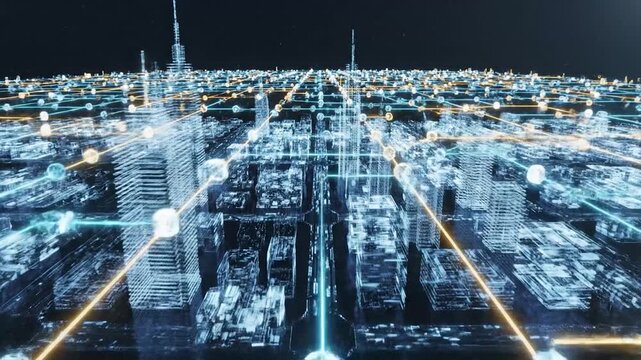 Digital City Network Futuristic Urban Data Flow