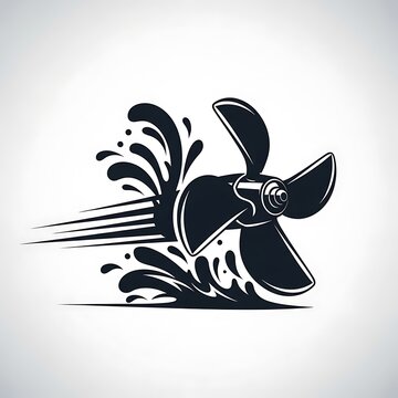 Boat Propeller Splashing Water Graphic Illustration.