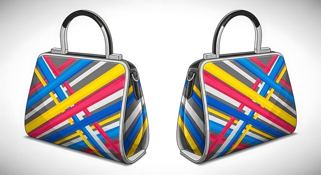Colorful Handbags with Geometric Patterns.