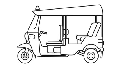 Line Art Tuk Tuk: A simple line art of a Tuk Tuk, ideal for adding a touch of exoticism to designs or educational materials. © Mohiuddin123