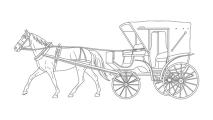 Vintage Horse-Drawn Carriage Silhouette: A classic horse-drawn carriage gracefully traverses a pathway, evoking the charm of yesteryear and the allure of equestrian transport.