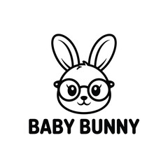Fototapeta premium A charming black and white illustration of a bunny wearing glasses